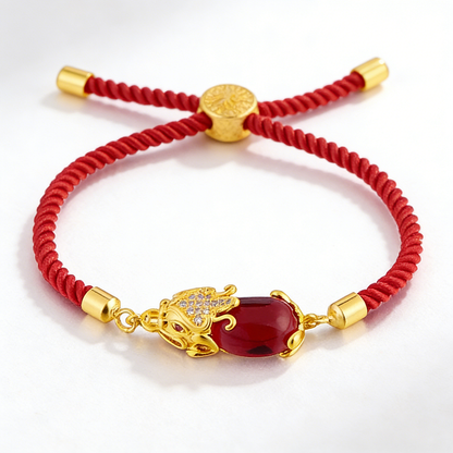 Handwoven Red Cord Pixiu Bracelet — Symbol of Prosperity | Zen Ara Grove