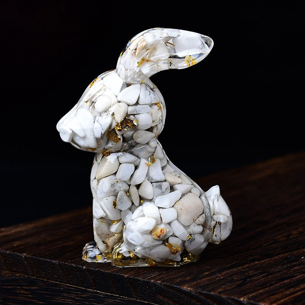 Handmade Epoxy Resin Rabbit Decor – Embedded Natural Healing Crystals | Zen Ara Grove