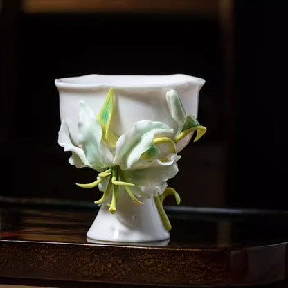 Limited Time Offer · Handcrafted Heritage Ceramic Flower Cup – Blossoms Alive on Porcelain | Zen Ara Grove