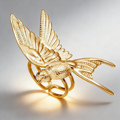 Adjustable Stainless Steel Peace Dove Ring – Symbol of Hope and Harmony | Zen Ara Grove