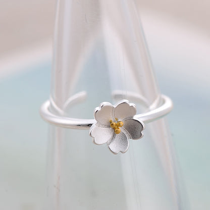 Minimalist Sakura Blossom Ring | Zen Ara Grove
