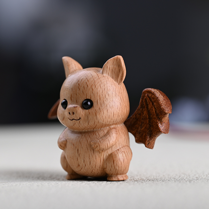 Whimsical Beech Wood Baby Bat – Artisanal Joint Design Wooden Decor | Zen Ara Grove