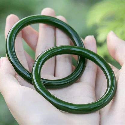 Serene Fortune – Slim Jade Bangle of Blessing and Longevity | Zen Ara Grove
