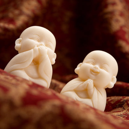Limited Time Offer · Hand-Carved Tagua Nut "The Four Little Zen Monks" Figurines | Zen Ara Grove