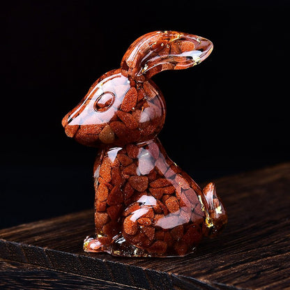 Handmade Epoxy Resin Rabbit Decor – Embedded Natural Healing Crystals | Zen Ara Grove
