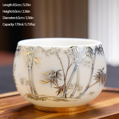 Milky White Porcelain Mug with Dragon and Phoenix Motif – Elegant & Durable | Zen Ara Grove