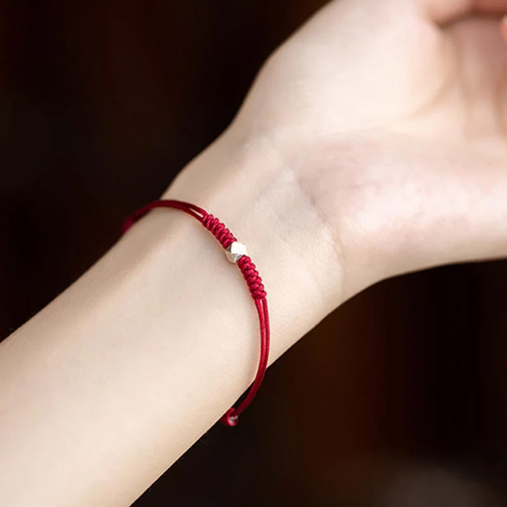Adjustable Red Cord Bracelet with Square or Round Bead — Love & Courage