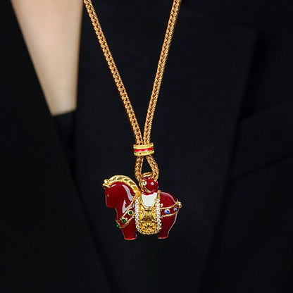 Enamel Horse Pendant Necklace – A Symbol of Strength and Good Fortune | Zen Ara Grove
