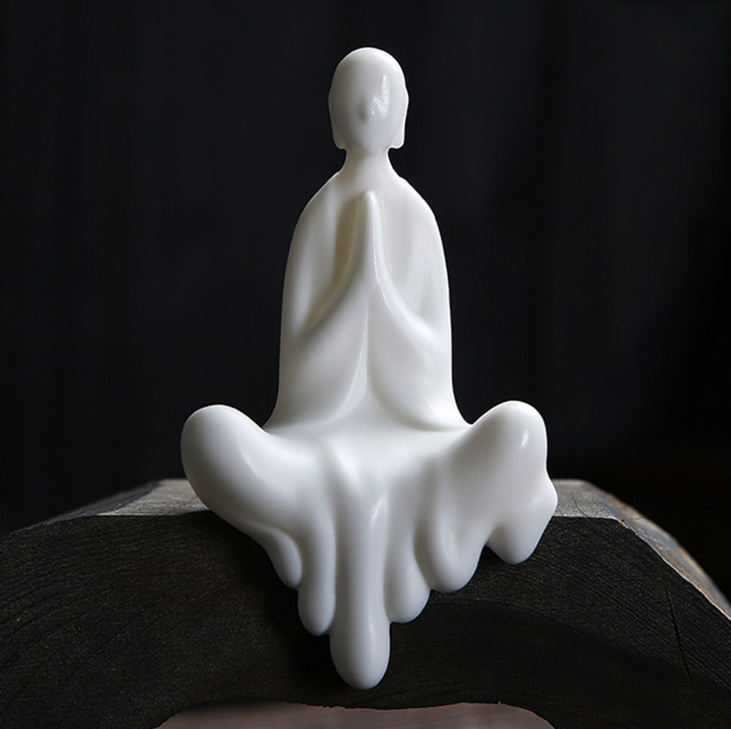 White Ceramic Formless Buddha Monk Figurine – Zen Serenity | Zen Ara Grove