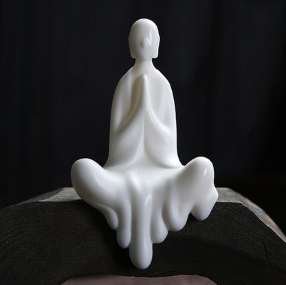 White Ceramic Formless Buddha Monk Figurine – Zen Serenity | Zen Ara Grove