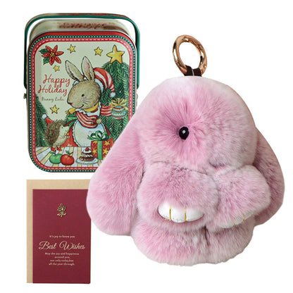 Fluffy Bunny Keychain – Symbol of Warm Blessing | Zen Ara Grove