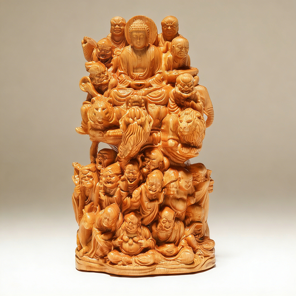 Handcrafted Eighteen Arhats Dragon and Tiger Taming Buddha Figurine – Strength & Protection | Zen Ara Grove