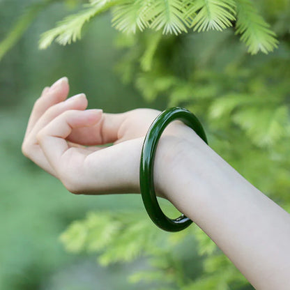 Serene Fortune – Slim Jade Bangle of Blessing and Longevity | Zen Ara Grove