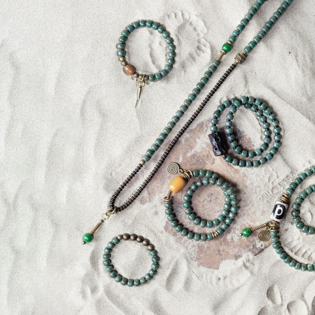 Vintage Ethnic Green Bodhi Root Bracelet | Zen Ara Grove