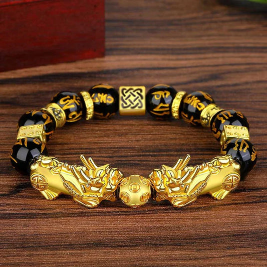 Golden Pixiu Prosperity Bracelet – Double Fortune, Timeless Style | Zen Ara Grove