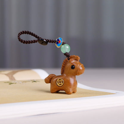Handcrafted Wooden Horse Keychain –Luck & Protection | Zen Ara Grove