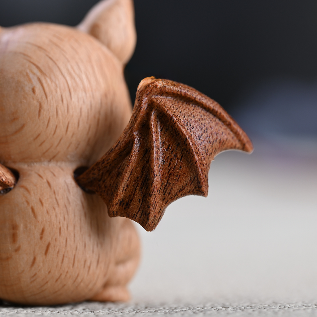 Whimsical Beech Wood Baby Bat – Artisanal Joint Design Wooden Decor | Zen Ara Grove