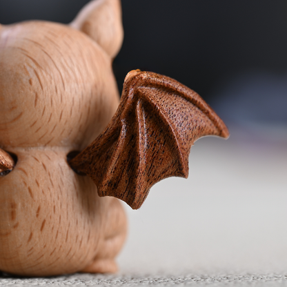 Whimsical Beech Wood Baby Bat – Artisanal Joint Design Wooden Decor | Zen Ara Grove