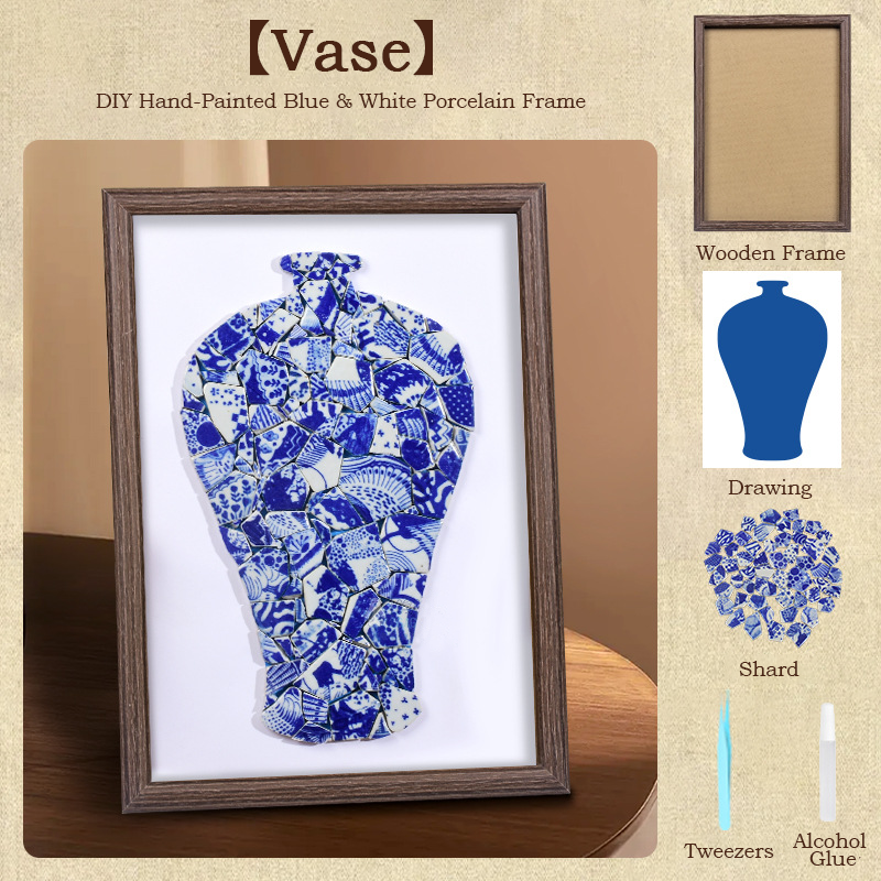 Handmade DIY Blue and White Porcelain Mosaic Ceramic Painting | Zen Ara Grove