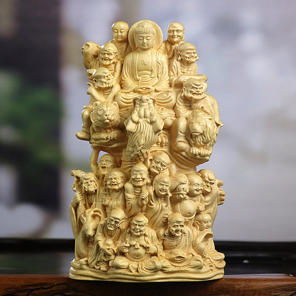 Handcrafted Eighteen Arhats Dragon and Tiger Taming Buddha Figurine – Strength & Protection | Zen Ara Grove