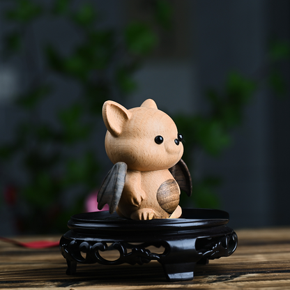 Whimsical Beech Wood Baby Bat – Artisanal Joint Design Wooden Decor | Zen Ara Grove