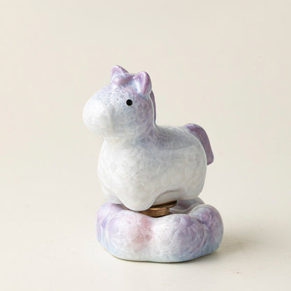 Crystal‑Glazed Ceramic Horse Figurine – Symbol of Vitality & Good Fortune – Rotating Design Tea Table Ornament | Zen Ara Grove
