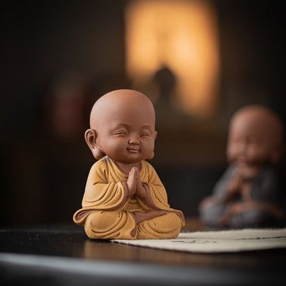 Handcrafted Ceramic "Four-Nos" Monk Statues – Symbol of Inner Calm & Thoughtful Living | Zen Ara Grove
