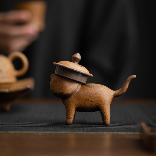 Mini Standing Cat Feng Shui Frog Toad Tea Pet Ceramic Home Desk Figurine Decoration  | Zen Ara Grove