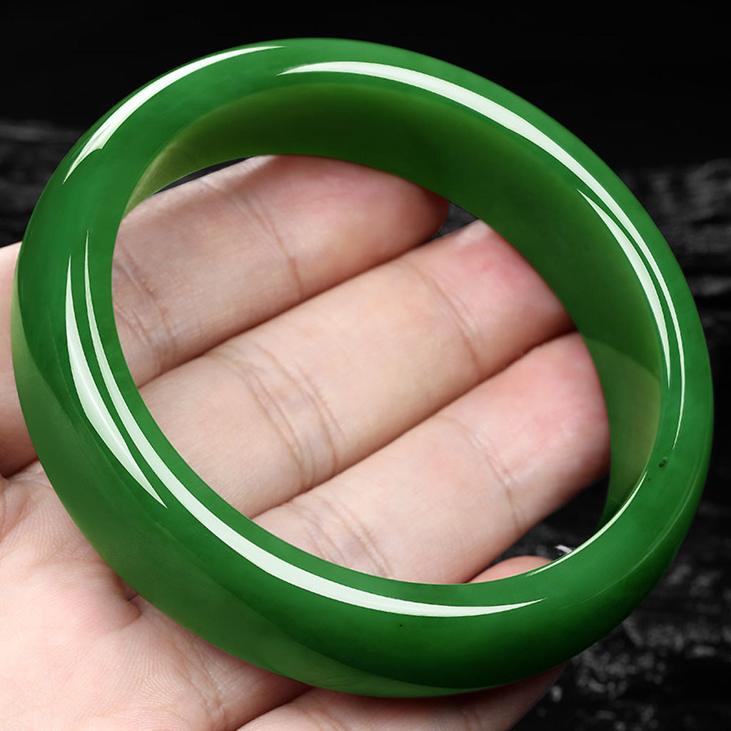 Deep Emerald Jade Bangle — Harmony & Prosperity | Zen Ara Grove