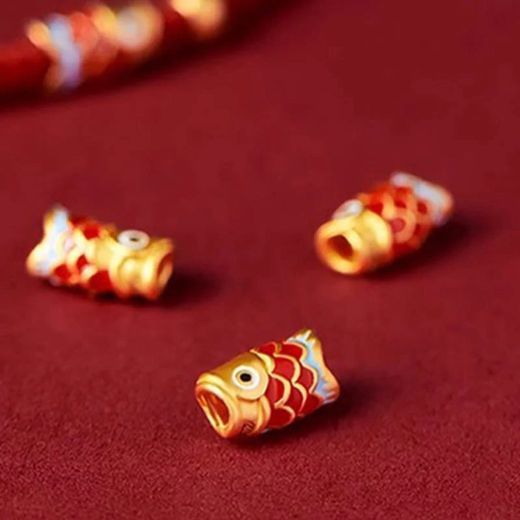 Adjustable Koi-Pattern Bead Cord Bracelet — Perseverance & Good Fortune