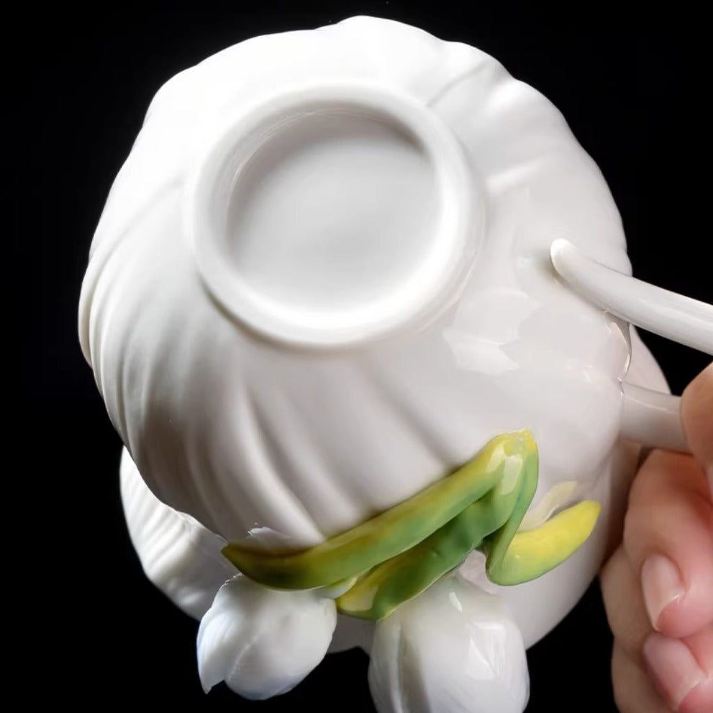 Limited Time Offer · Handcrafted Heritage Porcelain Cup – Tulip Blossoms Growing from the Surface | Zen Ara Grove