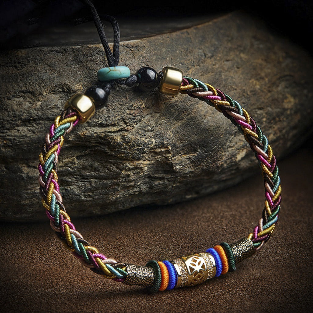 Diamond Knot Five-Color Rope Bracelet – Symbol of Harmony and Good Fortune | Zen Ara Grove