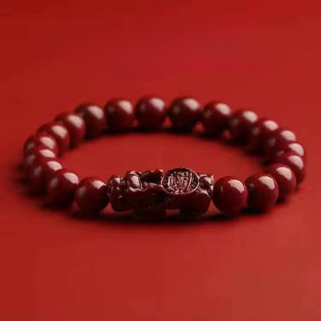 Red Cinnabar Pixiu Beaded Bracelet – Protection & Prosperity | Zen Ara Grove