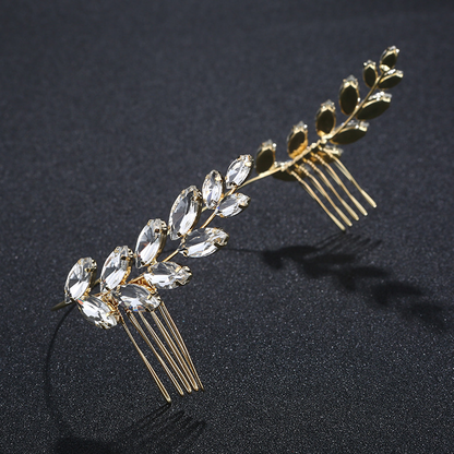 Rhinestone Olive Leaf Hair Accessory – Elegant Symbol of Peace | Zen Ara Grove