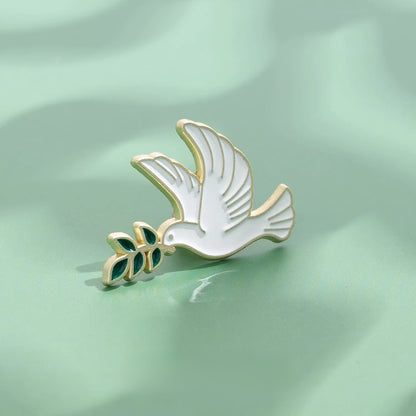 Peace Dove Holding Olive Branch Pin – Timeless Emblem of Peace | Zen Ara Grove
