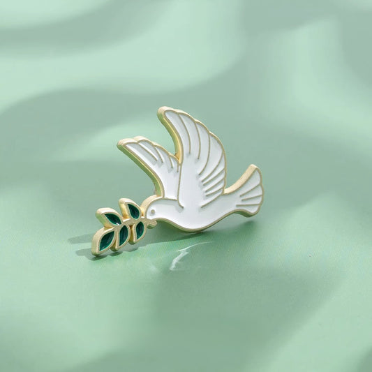 Peace Dove Holding Olive Branch Pin – Timeless Emblem of Peace | Zen Ara Grove