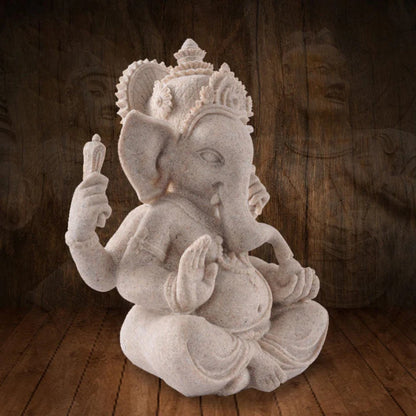 Sandstone Ganesha Statue – Symbol of Wisdom and Good Fortune | Zen Ara Grove