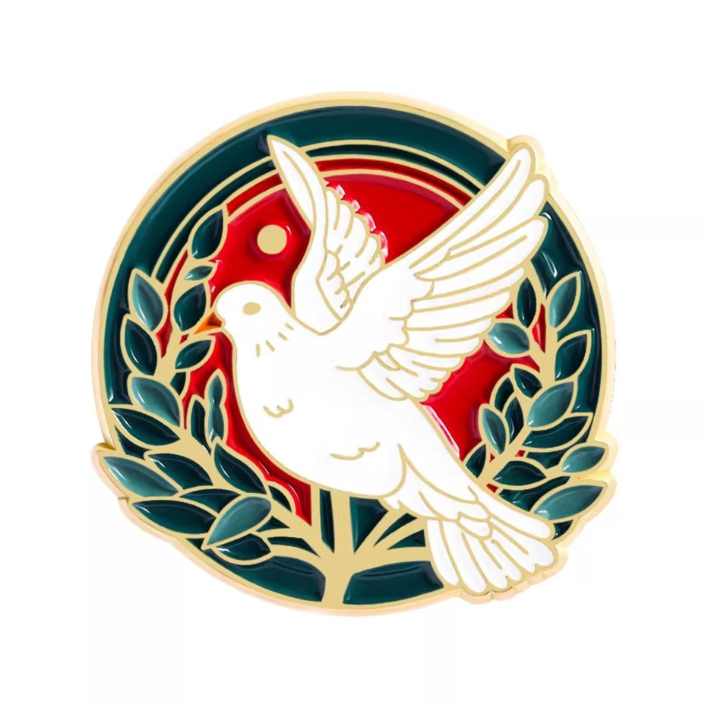 LIMITED TIME OFFER · Olive Branch Encircled Dove Brooch – Timeless Emblem of Peace and Compassion | Zen Ara Grove