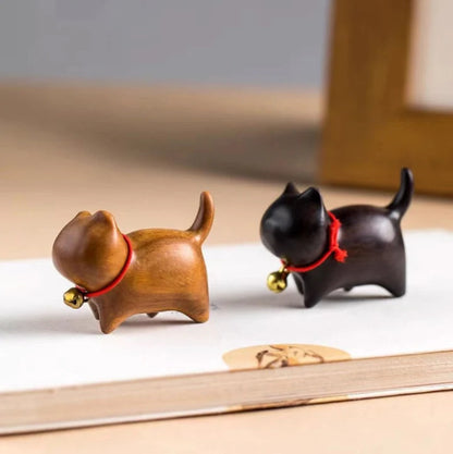 Green Sandalwood Small Leaf Red Sandalwood Cute Cat Animals Soothing Peace Decoration