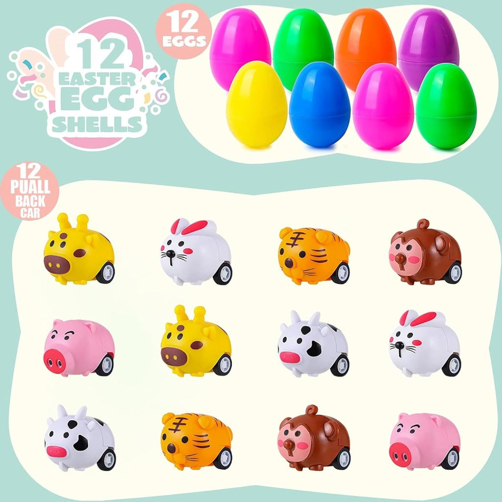 Easter Surprise Egg Animal Pull‑Back Car Toy Set – Fun Blind Box Gifts for Children | Zen Ara Grove