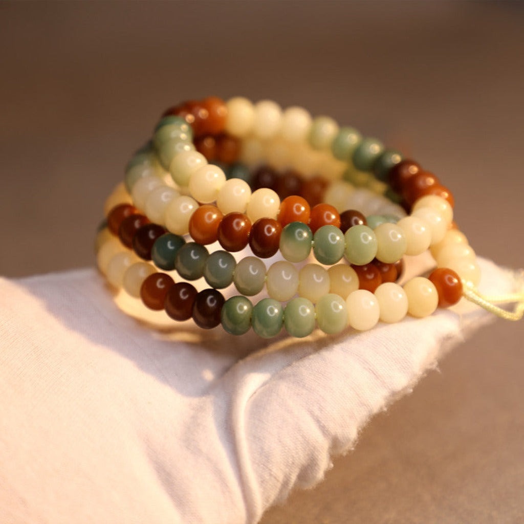 Rainbow Bodhi Root Mala – 108 Beads of Inner Harmony | Zen Ara Grove
