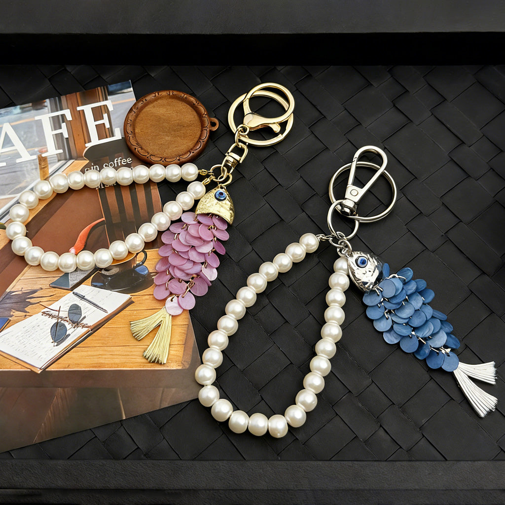 Azure Wave Tassel Fish Keychain – Grace in Motion | Zen Ara Grove