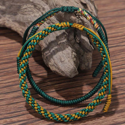 Handmade Diamond Knot Cord Bracelet – Blue & Green with Irregular Copper Bead | Zen Ara Grove