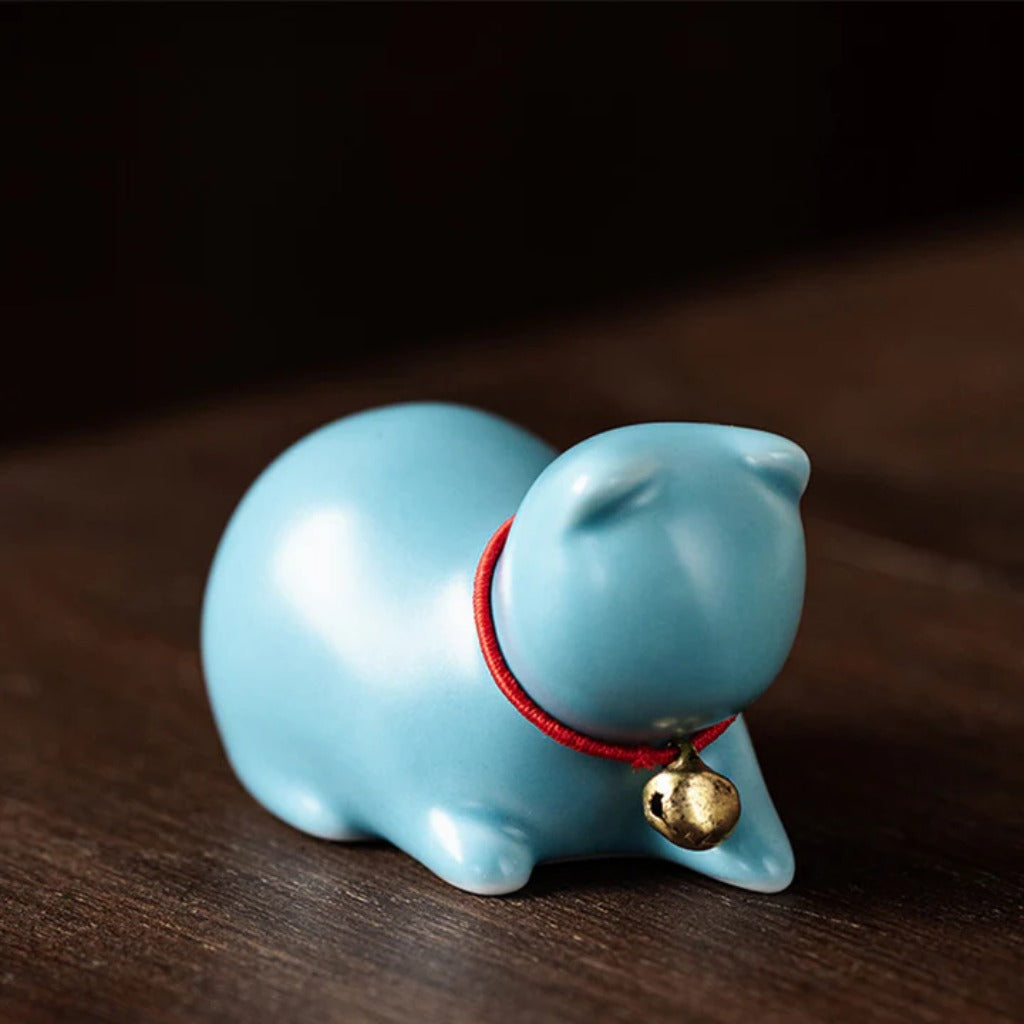 Mini Small Cute Cat Tea Pet Ceramic Home Desk Figurine Decoration | Zen Ara Grove