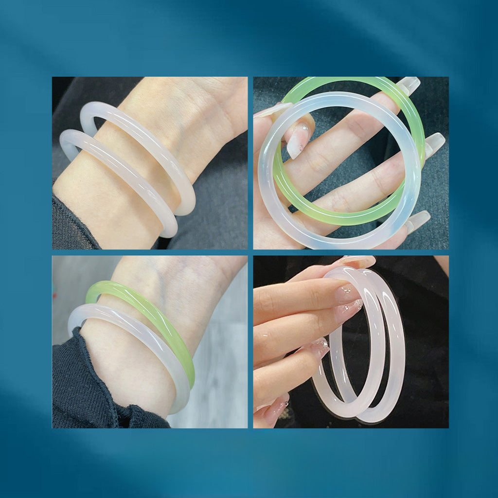 White Chalcedony Thin Bangle Bracelet – Purity & Calm | Zen Ara Grove