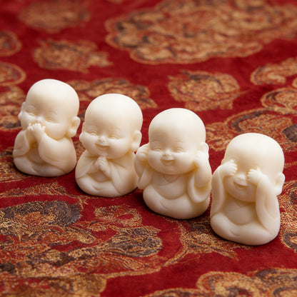 Limited Time Offer · Hand-Carved Tagua Nut "The Four Little Zen Monks" Figurines | Zen Ara Grove