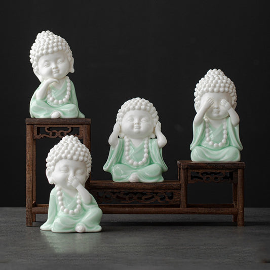 Ceramic Buddha Figurine – Zen Mini Tathagata with Four Noble Reminders | Zen Ara Grove
