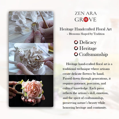 Limited Time Offer · Handcrafted Heritage Ceramic Flower Cup – Blossoms Alive on Porcelain | Zen Ara Grove