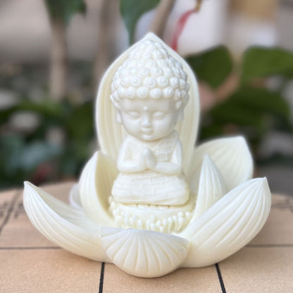 Nine-Petal Lotus Baby Buddha in Tagua Nut – Blessings in Every Bloom | Zen Ara Grove