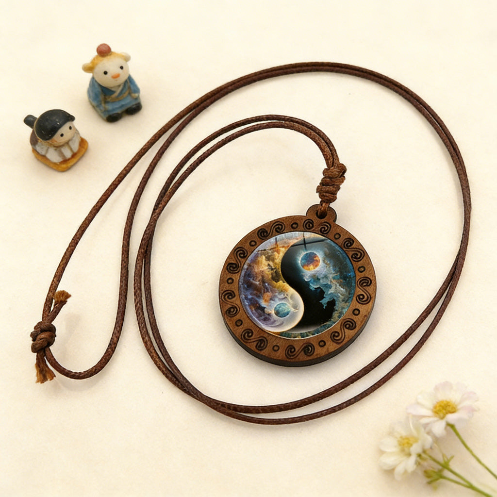 Limited Time Offer · Yin-Yang Galaxy Wood Necklace – Balance & Harmony | Zen Ara Grove